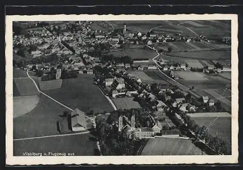 AK Vilsbiburg, Ortsansicht vom Flugzeug aus gesehen