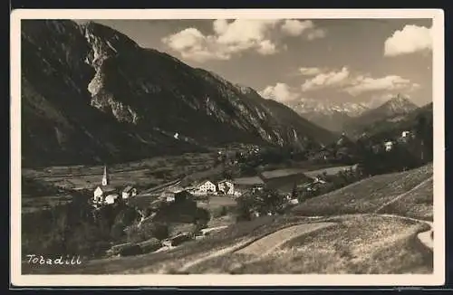 AK Tobadill, Panorama von der Bergwiese aus gesehen