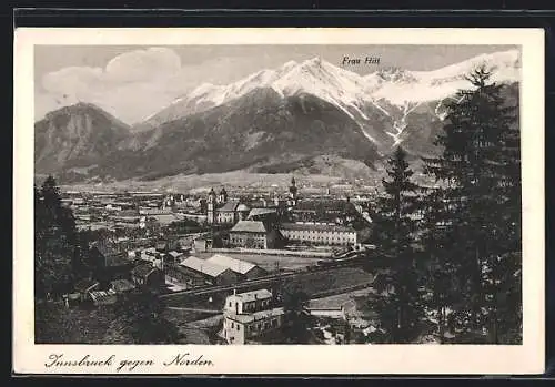 AK Innsbruck, Panorama mit Frau Hitt gegen Norden