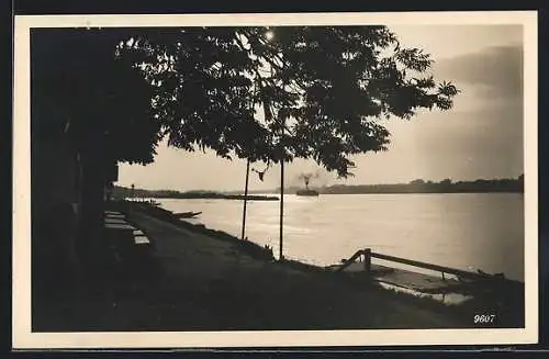 AK Tulln a. d. Donau, Donaulände bei Sonnenuntergang