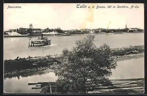 AK Tulln a. d. Donau, Panorama vom Donauufer aus gesehen
