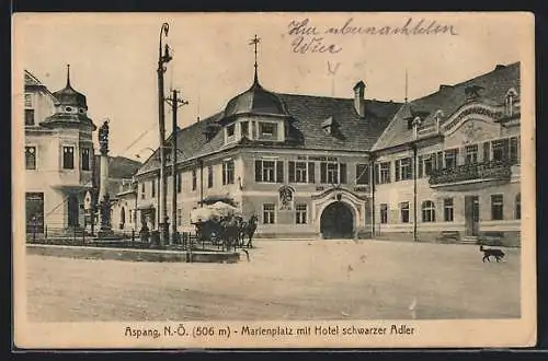 AK Aspang, Marienplatz mit Hotel Schwarzer Adler