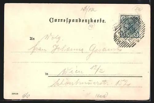 Lithographie Spitz, Totalansicht, Ruine Hinterhaus