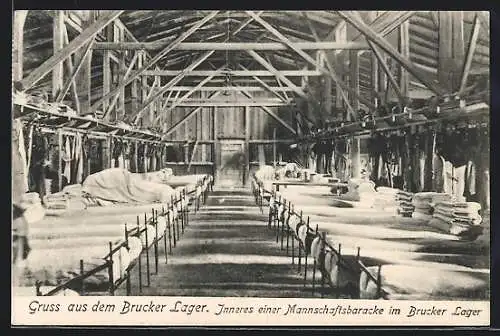 AK Bruckneudorf, Brucker Lager, Inneres der Mannschaftsbaracke