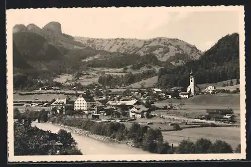 AK Unken, Blick auf das Dorf an der Saalach