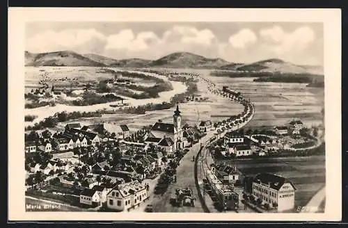 AK Maria Ellend, Gesamtansicht mit Hotel A. Strasser