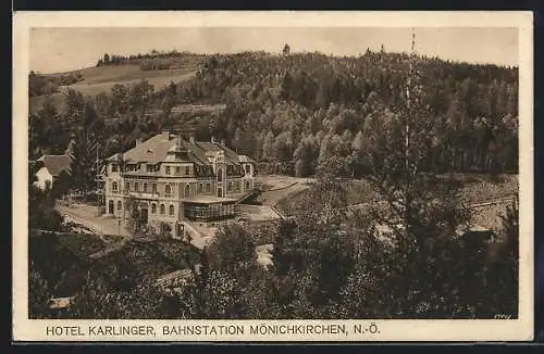 AK Mönichkirchen, Hotel Karlinger, Bahnstation