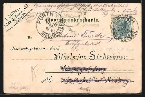 Lithographie Furth bei Göttweig, Stift Göttweig mit Wappen