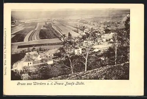 AK Wördern a. d. Franz Josefs Bahn, Panoramablick vom Berg aus