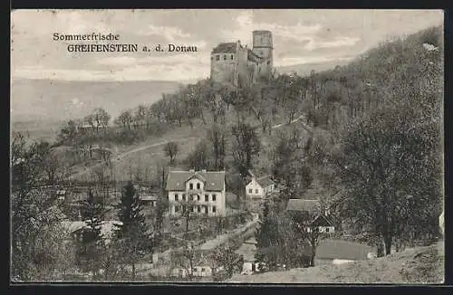 AK Greifenstein a. d. Donau, Ortsansicht mit Schloss