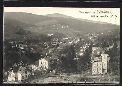 AK Weidling, Totale aus der Vogelschau