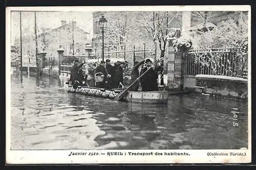 AK Rueil, La Crue 1910, Transport des Habitants
