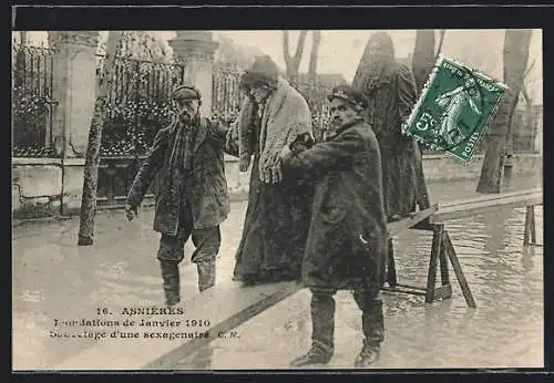 AK Asnières, Anondations de Janvier 1910