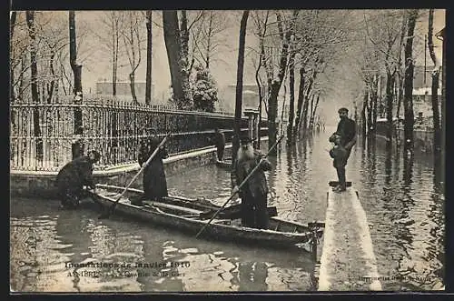 AK Asnières, Inondations 1910, Quartier de la Gare