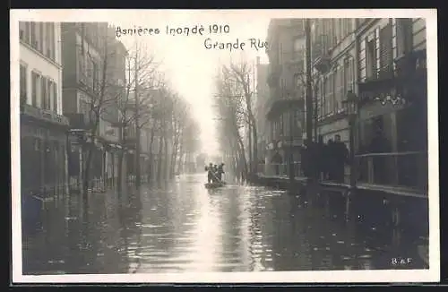 AK Asnières, Inondé 1910, Grande Rue