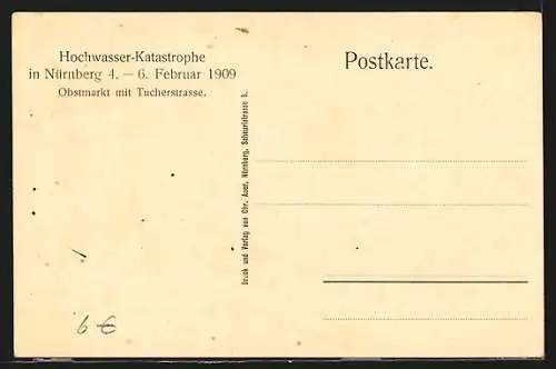 AK Nürnberg, Hochwasser, 4.-6.Februar 1909, Ostmarkt mit Tucherstrasse, Litfasssäule