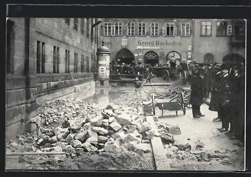 AK Nürnberg, Augustinerstrasse nach der Hochwasser-Katastrophe 1909