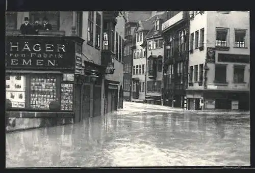 AK Nürnberg, Hochwasser-Katastrophe 1909 mit Plobenhofstrasse
