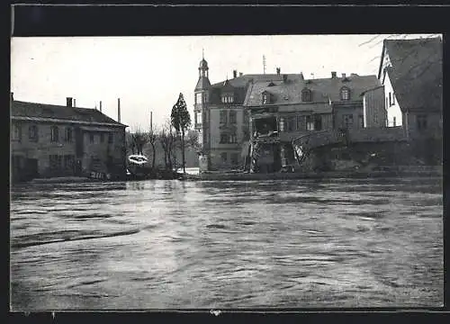 AK Hochwasser Nürnberg am 05. Februar 1909, Hauseinsturz - Kleinweidenmühle
