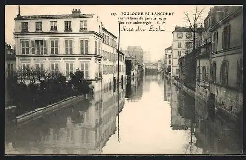 AK Boulogne-Billancourt, Inondations 1910, une Rue submergée