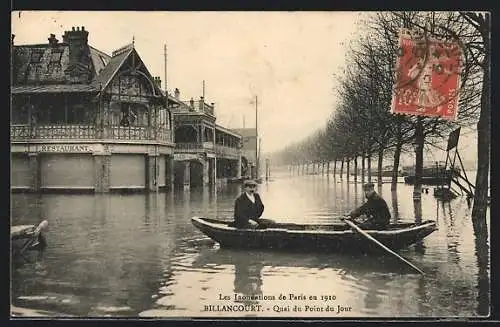 AK Billancourt, Inondations 1910, Quai du Pont du Jour