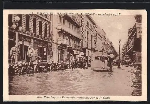 AK Avignon, Inondations 1935, Rue République, Hochwasser