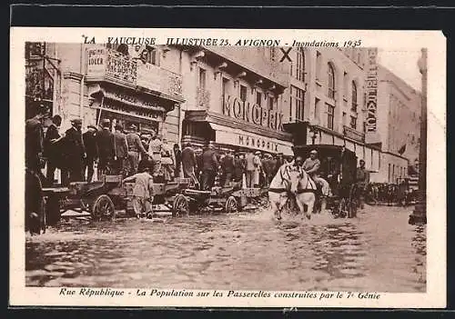 AK Avignon, Inondations 1935, Rue République