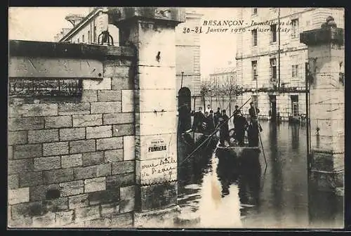 AK Besancon, Inondations 1910, Caserne Ruty