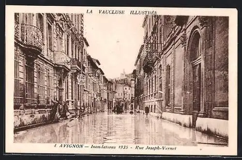 AK Avignon, Inondations 1935, Rue Joseph-Vernet