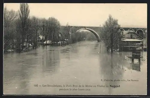 AK Nogent, Hochwasser am Viadukt