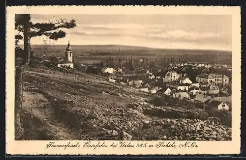 AK Gainfahrn bei Vöslau, Ortspartie mit Kirche