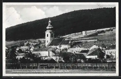 AK Gainfahrn bei Vöslau, Ortsansicht mit Kirche