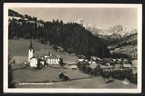 AK Filzmoos, Ortsansicht mit Kirche und Bischofsmütze