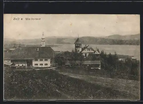 AK Zell a. Wallersee, Ortsansicht mit Kirche