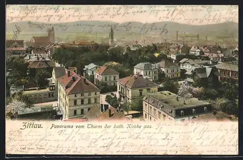 AK Zittau i. Sa., Blick vom Kirchturm auf den Ort