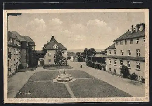 AK Coswig /Bez. Dresden, Wettinstift, Innenhof aus der Vogelschau