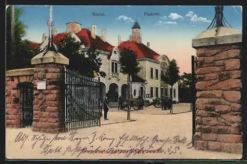 AK Königsbrück, Wache und Postamt vom Truppenübungsplatz