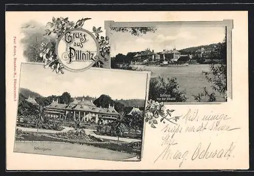 AK Dresden-Pillnitz, Schlossgarten, Schloss von der Elbseite