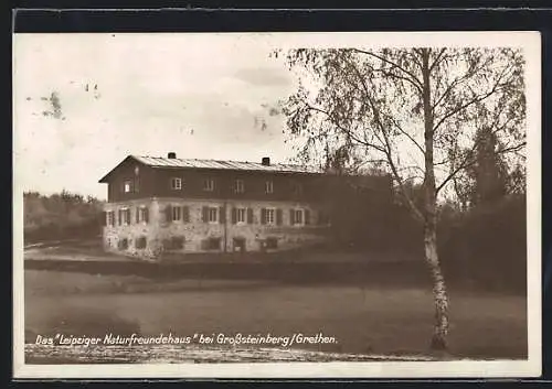 AK Grosssteinberg-Grethen, Blick zum Leipziger Naturfreundehaus