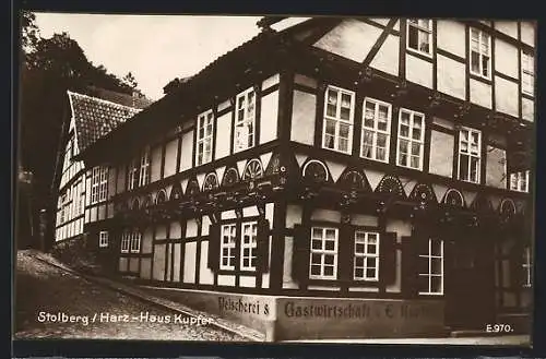 AK Stolberg /Harz, Haus Kupfer, Fleischerei-Gasthaus