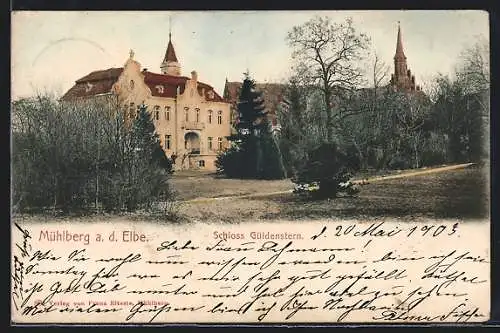 AK Mühlberg /Elbe, Schloss Güldenstern mit Umgebung