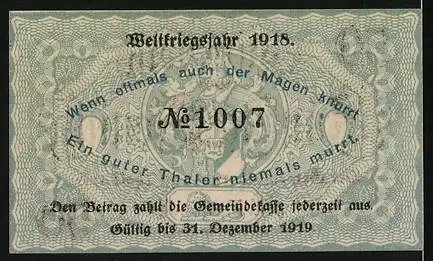 Notgeld Thale a. H. 1918, 50 Pfennig, Wappen