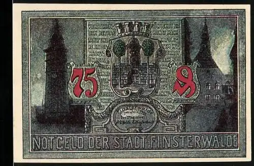 Notgeld Finsterwalde 1921, 75 Pfennig, Wappen und Die Sänger von Finsterwalde