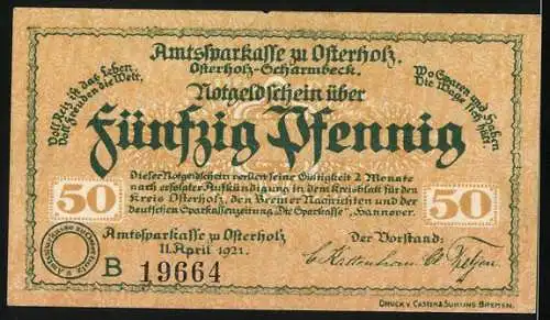 Notgeld Osterholz 1921, 50 Pfennig, Kurhaus