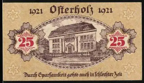 Notgeld Osterholz 1921, 25 Pfennig, Kreishaus