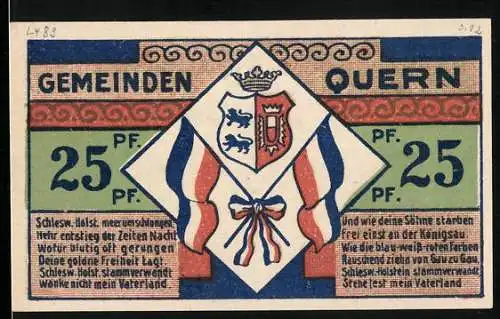Notgeld Quern 1921, 25 Pfennig, Wappen und Kirche