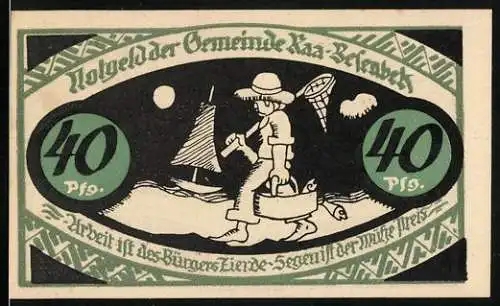 Notgeld Raa-Besenbek 1921, 40 Pfennig, Angler auf dem Heimweg