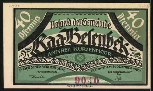 Notgeld Raa-Besenbek 1921, 40 Pfennig, Angler auf dem Heimweg