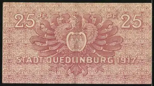 Notgeld Quedlinburg 1917, 25 Pfennig, Wappen
