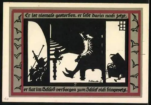 Notgeld Rossla am Kyffhäuser 1921, 25 Pfennig, Kyffhäuser-Denkmal, Kirche, Kriegerdenkmal, Schlafender